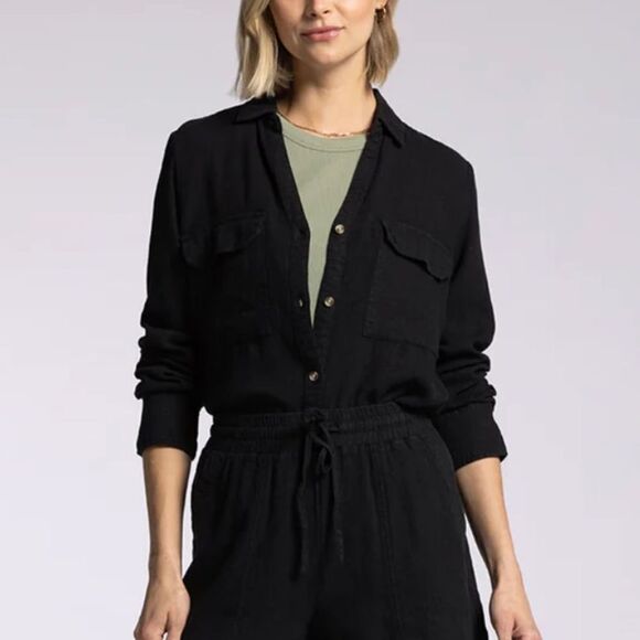 THREAD AND SUPPLY - FARRAH SHIRT in Black - Picture 1 of 6
